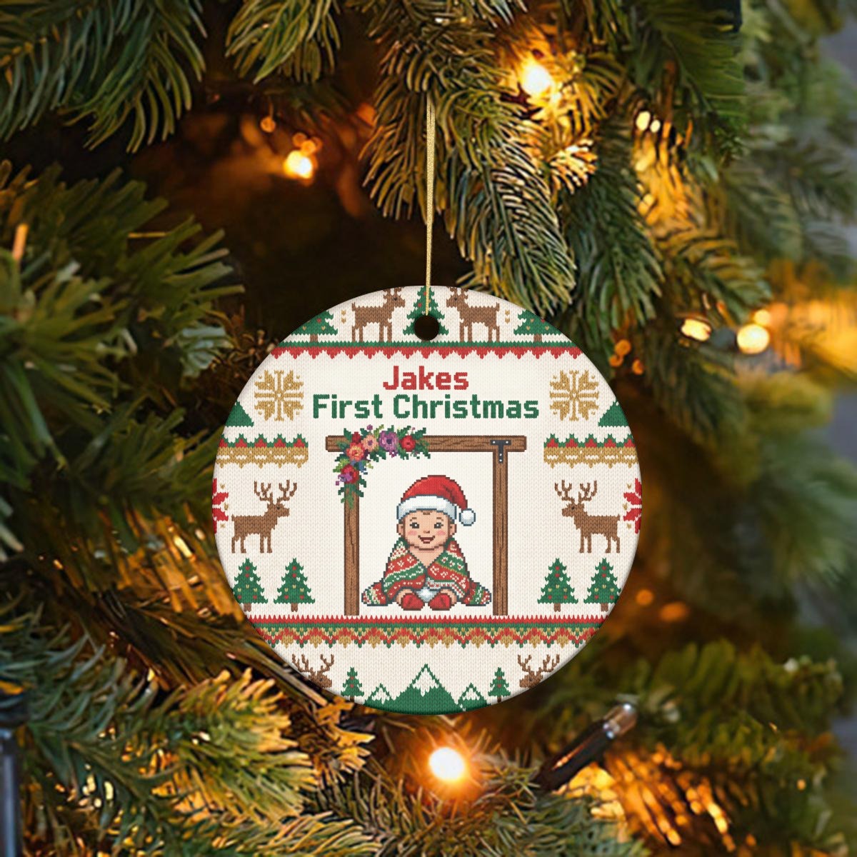 10 Custom Christmas Ceramic Ornaments (Pack of 10)