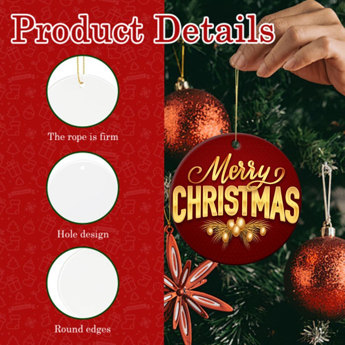 10 Custom Christmas Ceramic Ornaments (Pack of 10)