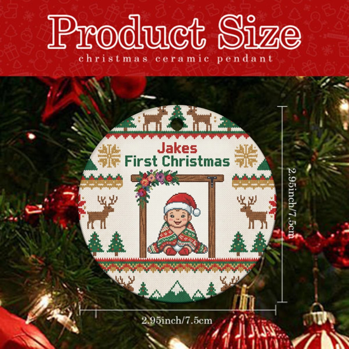 10 Custom Christmas Ceramic Ornaments (Pack of 10)