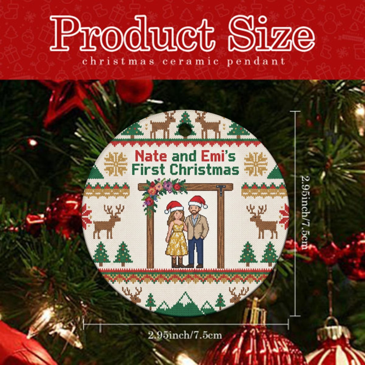 Custom Christmas Ceramic Ornaments (5 Pack)